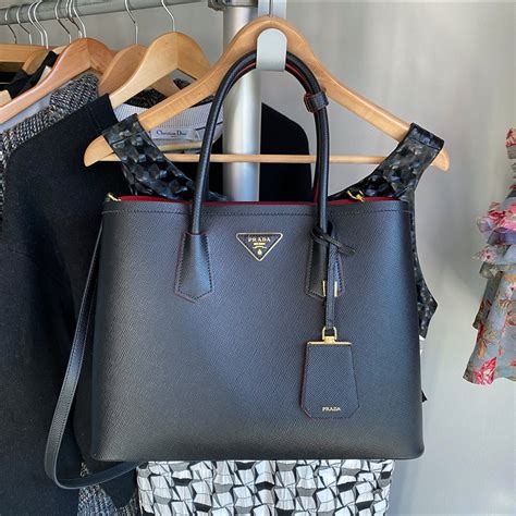 large saffiano leather double prada bag|prada saffiano leather odette bag.